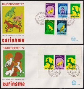 Suriname 1977 For Children's UNICEF Domestic Animals Mi.794 /8 Bl.20 FDC