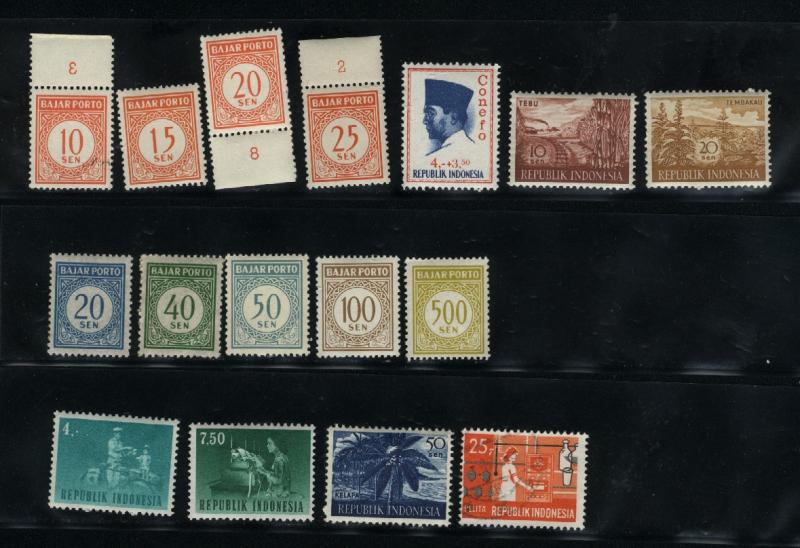 Indonesia  16 different Mint & used PD .80