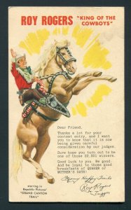 1948 Roy Rogers Postal Card - Chicago, Illinois to Coldwater, Michigan