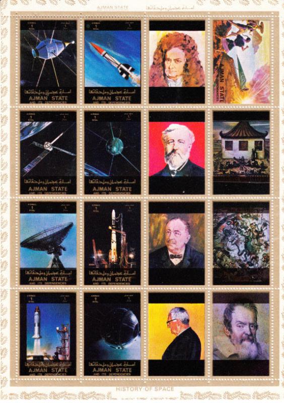 Ajman 1973 Scientists and Space Mini-Sheetlet (8+8L) Perforated MNH