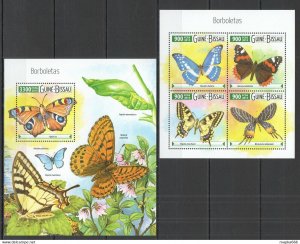 2015 Guinea-Bissau Butterflies Flora Fauna Insects Kb+Bl ** Stamps St916