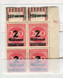 GERMANY; 1923 Inflation period issue MINT MNH Positional CORNER BLOCK Piece