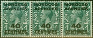 Morocco Agencies 1917 40c on 4d Slate-Green SG196 V.F MNH Strip of 3