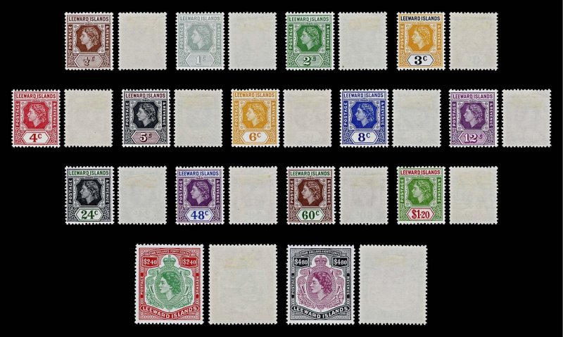 4518: Leeward Islands SG126 Definitive Set of 15. 1954. Sc#133 Mi117 LMM Mint...