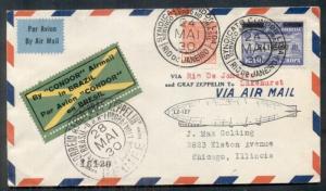 BRAZIL 1930, Zeppelin Flight franked w/scarcer Sc #4CL5 ($400) proper markings