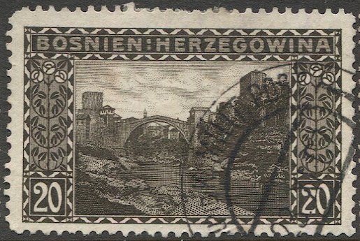 BOSNIA HERZEGOVINA  Austria 1906 Sc 36 Used, Old Bridge at Mostar