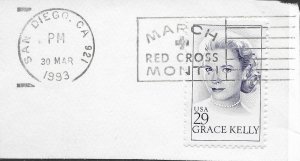 US #2749 used Postal Stationary. Cut corner with post mark. Grace Kelly.