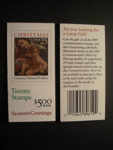 BK167, Scott 2427a, 25c Traditional Christmas, 1989, MNH Complete Booklet