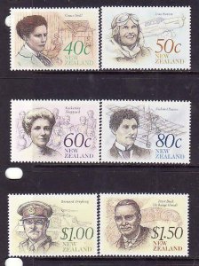 New Zealand-Sc#987-92- id8-unused NH set-The Acheivers-Heritage-1990-