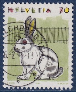 Switzerland - 1991 - Scott #872 - used - Rabbit