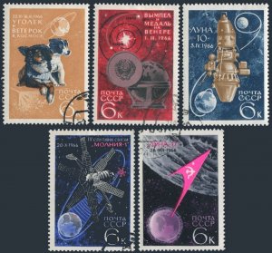 Russia 3223-25,3288-89,CTO. Mi 3238-3240,3311-3312. Achievements in Spacce,1966.