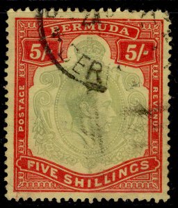 BERMUDA GVI SG118a, 5s pale green & red/yellow, FINE USED. Cat £75.