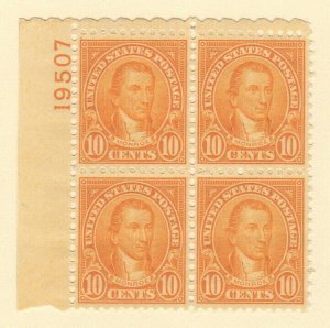 USA SC #642 MNH PB 1927 10c Monroe #19507 CV $22.50