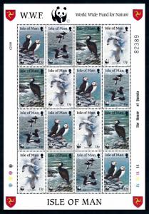 [94467] Isle of Man 1989 Birds Vögel Oiseaux Puffin WWF Sheet MNH