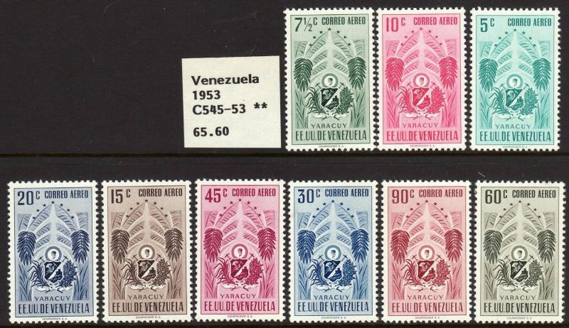 1951 Venezuela Arms of Yaracuy & Tropical Foliage A/M set MOG Sc# C545 / C553