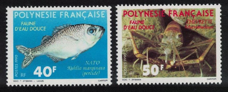 Fr. Polynesia Fish Shrimp Fresh Water Animals 2v 1990 MNH SG#582-583