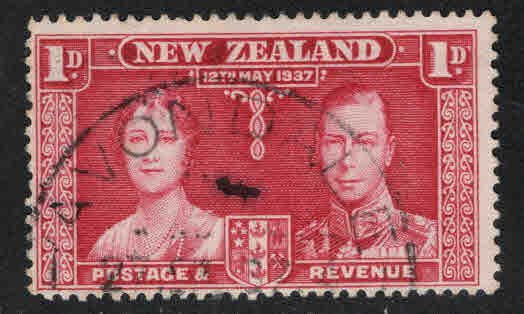 New Zealand Scott 223 Used 1937 Coronation stamp