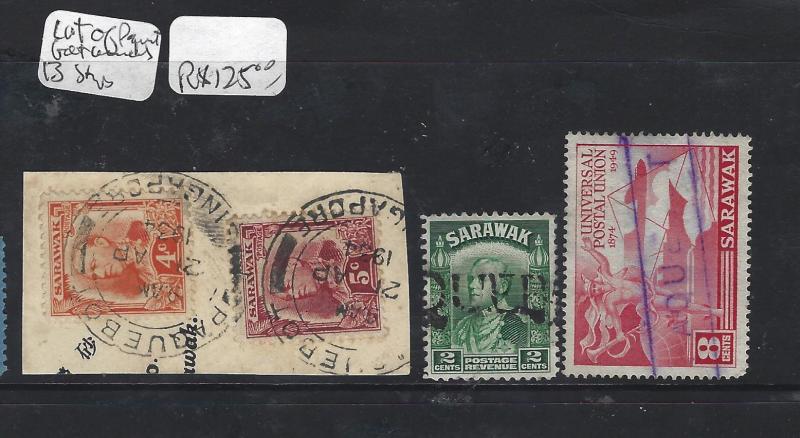 SARAWAK (P1912B)  BROOKE  LOT OF 13 PAQUEBOT CANCELS  VF LOT