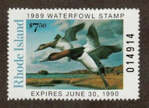 RI1 1989 RHODE ISLAND 1st State Duck Stamp (STEINER) OGNH-OFFER?