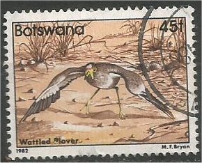 BOTSWANA, 1982 used 45t, Wattled plover Scott 317