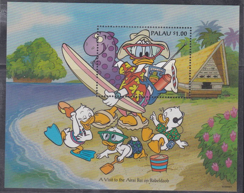 Palau #  341-342 & 343, Disney Characters on Vacation in Palau, NH, 1/2 Cat.