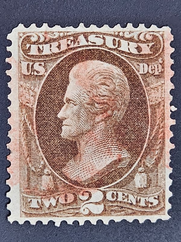 US O73 Treasury 2 cent issue Used light rose cancel