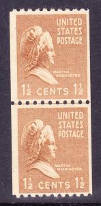 1939 Presidential Coils-Line Pairs Scott 849 VF/NH