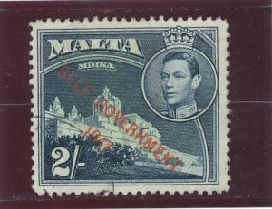 Malta KGVI 1948 Self Government 2s green & dp blue SG245 FU 