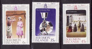 Solomon Is.-Sc#345-7- id9-unused NH set-QEII-25th Reign-1977-