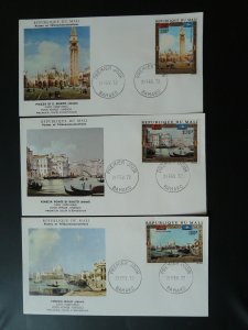 paintings world heritage Venice Venezia Italy UNESCO set of 3 FDC Mali 80974