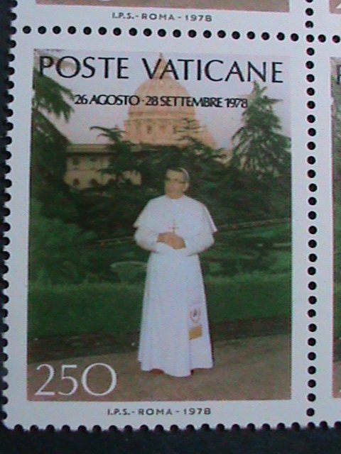 ​VATICAN CITY-1978 SC# 641-4 POPE JOHN PAUL I  MNH BLOCK OF 4 STAMPS-VERY FINE