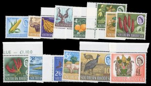 Southern Rhodesia #95-108 Cat$47.65, 1964 QEII, complete set, many with sheet...