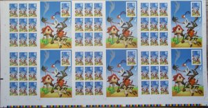 OAS-CNY   Scott # 3391v, 33¢ Wile E. Coyote Road Runner, Full Uncut Press SHEET