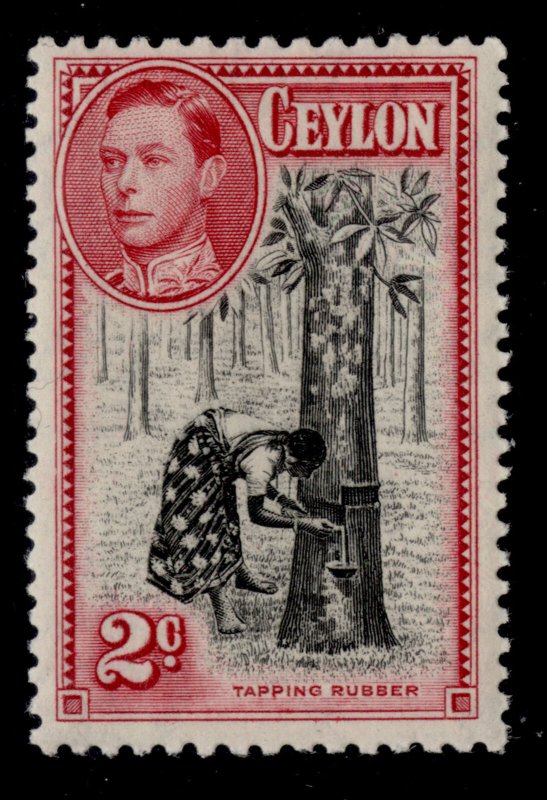 CEYLON GVI SG386, 2c black & carmine, M MINT. Cat £26.