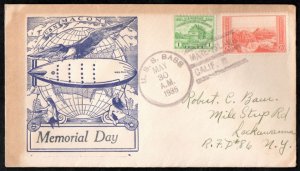 US #728 ZEPPELIN COVER, USAS MACON, very nice flight cover, some toning,  RAR...