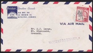 JAMAICA 1957 cover to Grenada with fine MISSENT TO DOMINICA................a6456