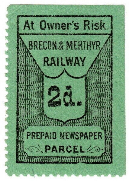 (I.B) Brecon & Merthyr Railway : Prepaid Newspaper Parcel 2d 