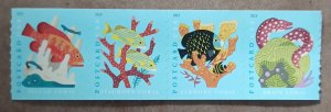 United States #5370a (35c) Coral Reefs Postcard Rate MNH coil strip of 4 (2019)