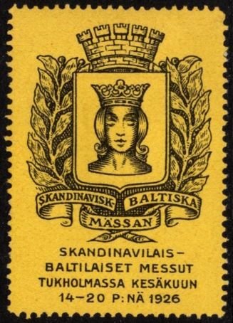 Vintage Sweden Poster Stamp Scandinavian Baltic Fair In Stockholm June 14-20