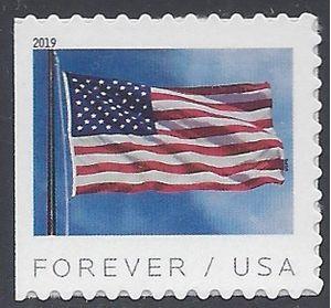 #5345 (55c Forever) US Flag Booklet Single BCA 2019 Mint NH