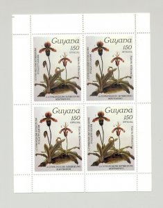 Guyana #1711 Postage Albino o/p Error on Orchids 1v M/S of 4