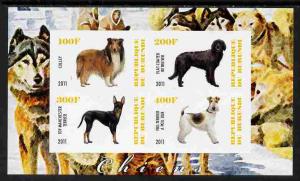 Burundi 2011 Dogs #1 - imperf sheetlet containing 4 value...