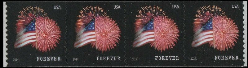 US 4868 Star-Spangled Banner forever coil strip SSP (4 stamps) MNH 2014 