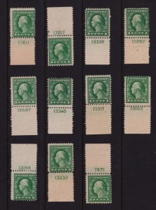 1917 Washington 1c Sc 498 MH/NH lot of plate number singles Hebert CV $33 (L05