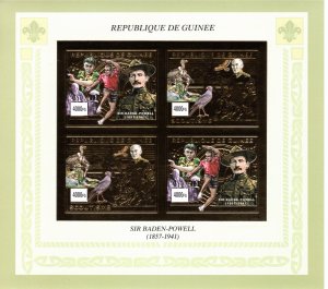 Guinea 2001 MNH green gold foil sheetlet of 4 IMPERFORATE