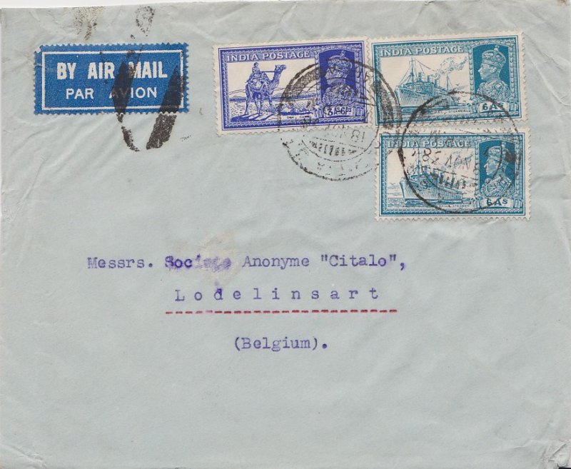 India 3a6p KGVI Dak Camel and 6a KGVI Mail Steamer (2) 1938 Calcutta G.P.O., ...