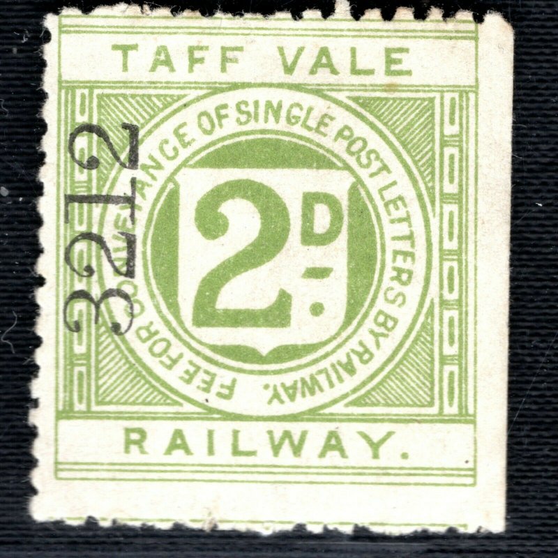 GB Wales *TAFF VALE RAILWAY* Letter Stamp 2d Mint MM ex TVR Collection WHITE95