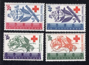 Congo, Democratic Republic 1963 10c, 20c, 30c & 50c Red Cross, Scott 443-446 MH