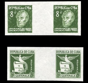 Cuba #350-351P, 1937 United States (Lincoln) and Guatemala, 8c imperf. plate ...