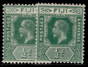 FIJI GV SG126 + 126b, ½d SHADE VARIETIES, M MINT.